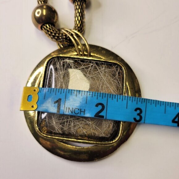 Vintage Chunky Choker Gold Tone Pendant Choker Bib Necklace - Picture 9 of 10